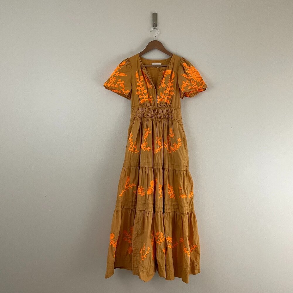 Anthropologie The Somerset Maxi Dress Embroidered Edition Size XS Petite